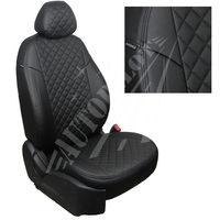 Авточехлы на сидения для Lada Largus (7 мест) 40/60 (3 ряд - 50/50)(2012-2021) - черные РОМБ