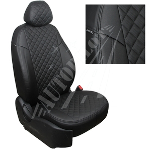 Авточехлы на сидения для Lada XRAY - черные РОМБ