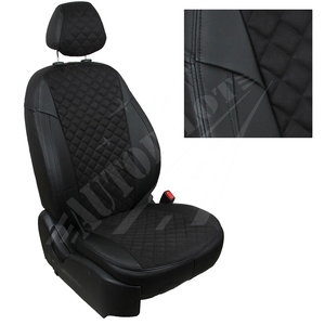 Авточехлы на сидения для Lada Largus (2 места)(2012-2021) - черн+альк. черная РОМБ