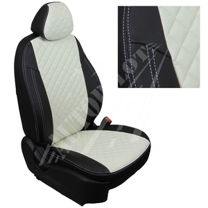 Авточехлы на сидения для Hyundai Tucson I c 04-10г./ Kia Sportage II c 04-08г. - черный+белый РОМБ