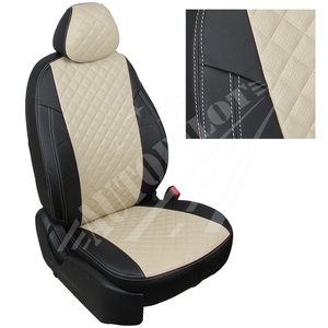 Авточехлы на сидения для Lada Largus (2 места)(2012-2021) - черный+бежевый РОМБ