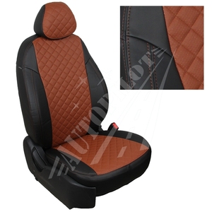 Авточехлы на сидения для Fiat Ducato 3 места с 06г./Peugeot Boxer/Citroen Jumper - черный+коричневый РОМБ