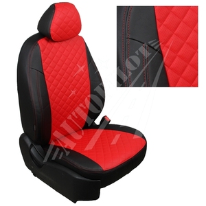 Авточехлы на сидения для Lada Largus (2 места)(2012-2021) - черный+красный РОМБ