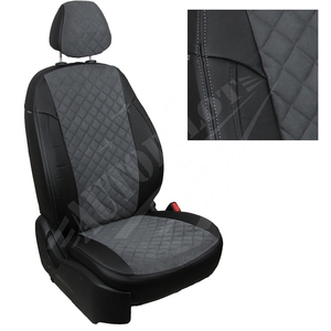 Авточехлы на сидения для Lada Largus (2 места)(2012-2021) - черн+альк. темно серая РОМБ