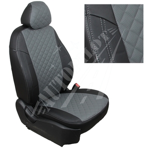 Авточехлы на сидения для Hyundai H-1 Grand Starex (9-12 мест) с 07г. - черный+серый РОМБ