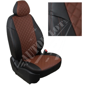Авточехлы на сидения для Fiat Ducato 3 места с 06г./Peugeot Boxer/Citroen Jumper - черный+темно коричневый РОМБ