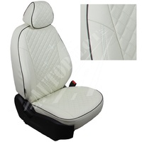 Авточехлы на сидения для Skoda Rapid I/II Sport с 14г. / VW Polo c 20г. Sport (с задним подлокотником) - белый+белый РОМБ