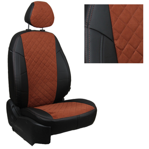 Авточехлы на сидения для Peugeot Traveller I / Citroen Space Tourer I / Opel Zafira Life 8 мест с 16г. - черный+альк.коричневая РОМБ