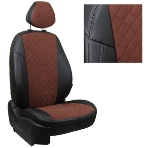 Авточехлы на сидения для Mazda CX-5 (три отд. кресла) Touring, Active с 11-17г. - черный+альк.шоколад РОМБ