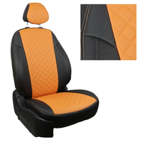 Авточехлы на сидения для Hyundai Solaris II Sd / Kia Rio IV Sd/Hb (X-Line) (40/60) с 17г. - черный+оранжевый РОМБ