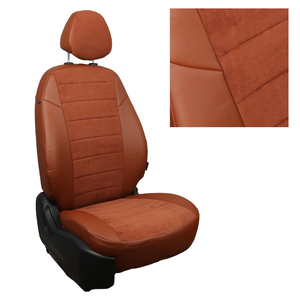 Авточехлы на сидения для Renault Logan II 40/60 / Sandero II (без подушек безопасности) c 14г. - кор+альк.коричневая