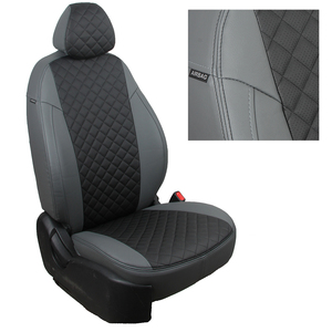 Авточехлы на сидения для Hyundai Staria (8 мест) c 21г. - серый+черный РОМБ